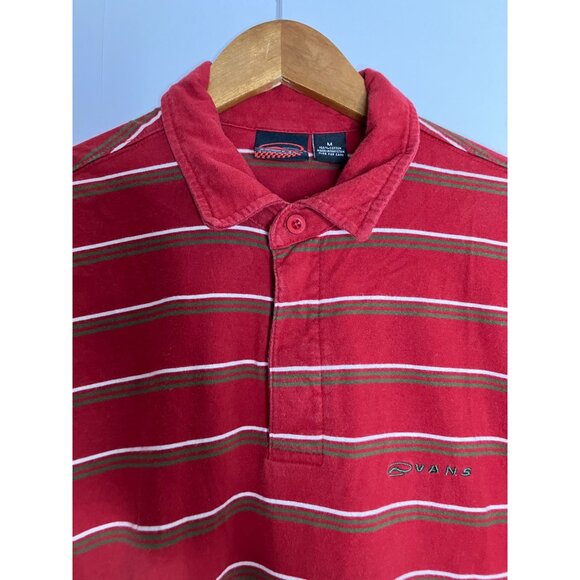 Vintage 90's Y2K Vans Red Striped Polo Shirt Mens Medium - Picture 2 of 9